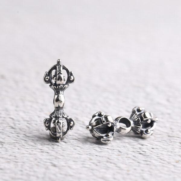 Vajra charm, Buddhist instruments charm, necklace charm, s925 sterling silver, silver bead, silver charm, oxidized silver bead - Image 5
