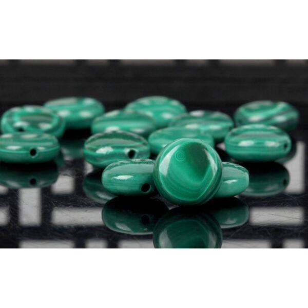 malachite bead, green bead, stripe bead, oblate bead, pebble shape bead, natural bead, genuine bead - Image 4