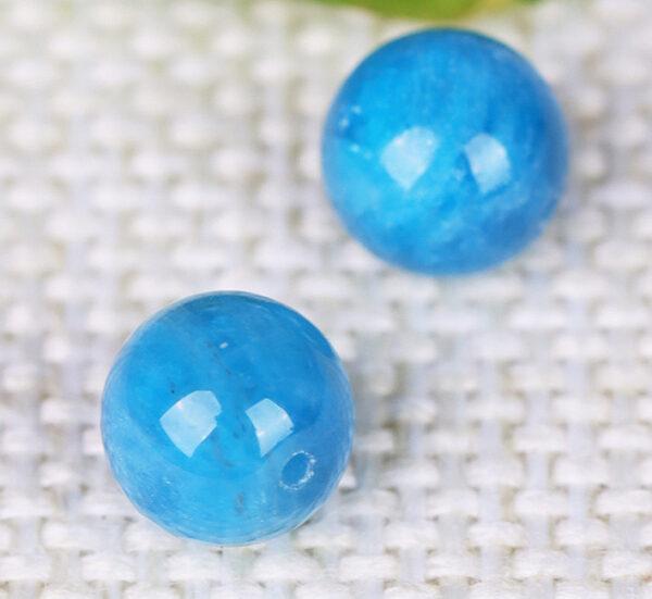 blue apatite bead, round bead, natural bead, genuine bead - Image 5