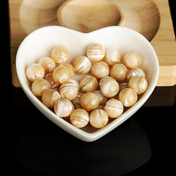 deep sea shell bead, white bead, yellow bead, round bead, through hole bead, natural bead, genuine bead - Image 5