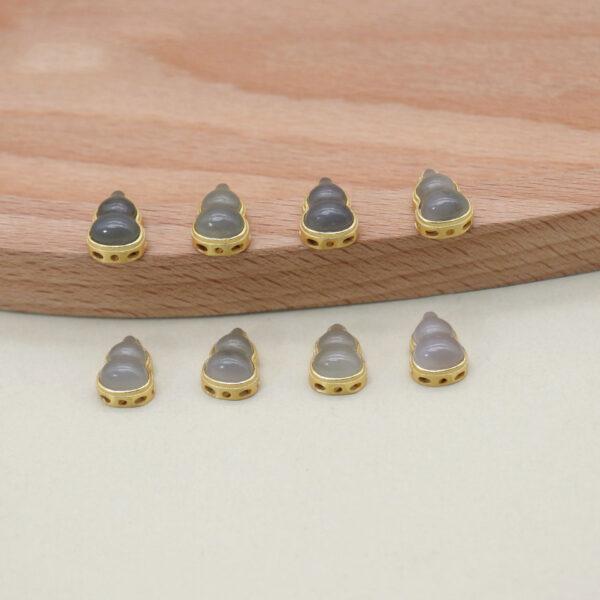 gourd bead, bezel bead, nephrite bead, purple gray bead, sterling silver bead, gild bead, golden bead, 2pcs / 5 pcs - Image 5