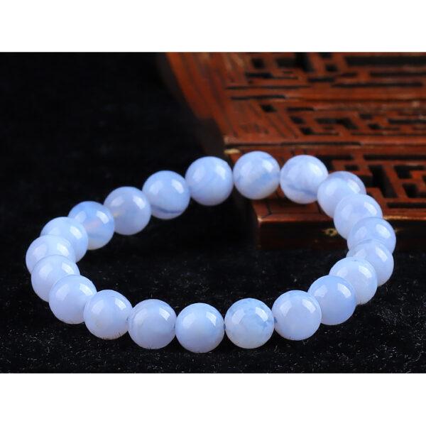 blue agate bead, strip pattern bead, round bead, through hole bead, natural bead, genuine bead - Image 6
