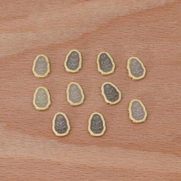 leaf bead, bezel bead, nephrite bead, purple gray bead, sterling silver bead, gild bead, golden bead, 2pcs / 5 pcs - Image 6