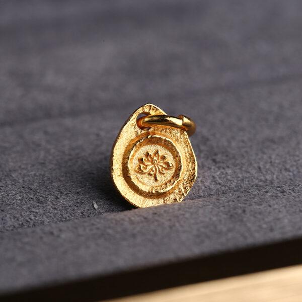 oval charm, lotus flower charm, s925 sterling silver, golden charm, gild bead - Image 6