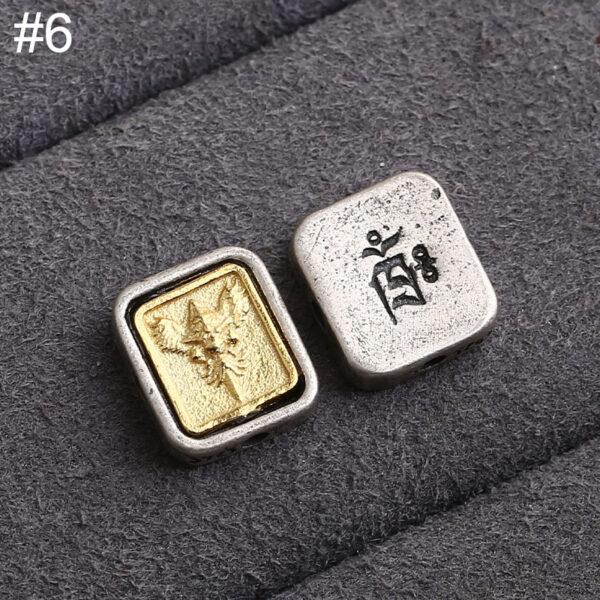 square bead, flower pattern bead, double color bead, spacer bead, s925 sterling silver, silver bead, oxidized silver bead - Image 9