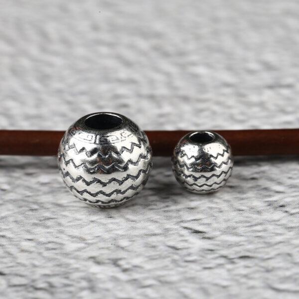 round bead, waves pattern bead, spacer bead, s925 sterling silver, silver bead, oxidized silver bead - Image 6