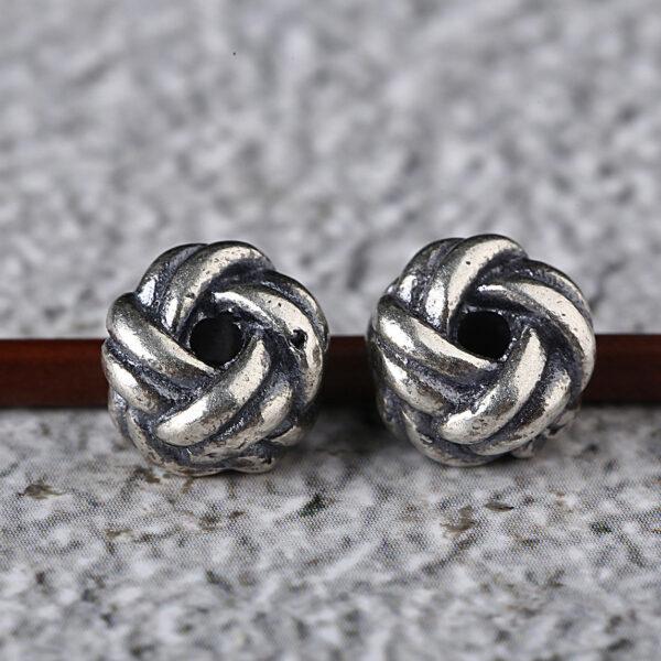yarn ball bead, spacer bead, s925 sterling silver, silver bead, oxidized silver bead - Image 6