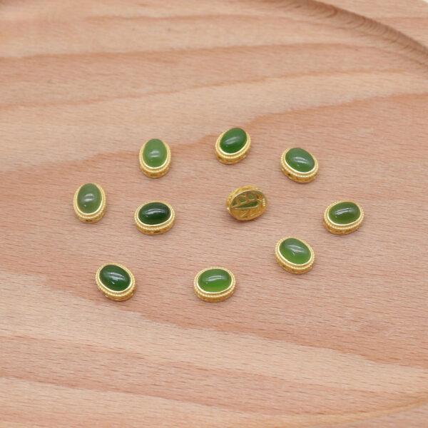 oval bead, bezel bead, nephrite bead, lapis lazuli bead, green bead, blue bead, sterling silver bead, gild bead, golden bead, 2pcs / 5 pcs - Image 6
