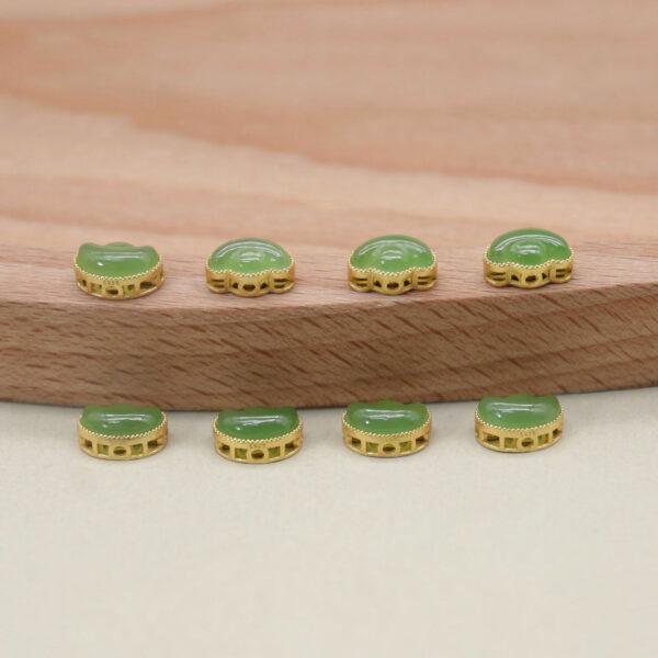 yuanbao flower bead, bezel bead, nephrite bead, green bead, sterling silver bead, gild bead, golden bead, 2pcs / 5 pcs - Image 6