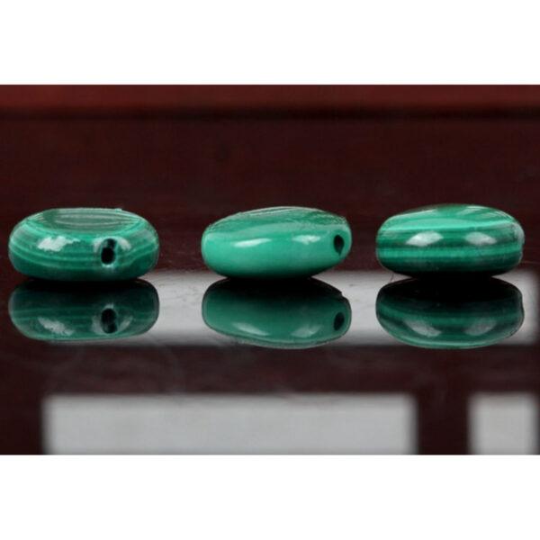 malachite bead, green bead, stripe bead, oblate bead, pebble shape bead, natural bead, genuine bead - Image 5