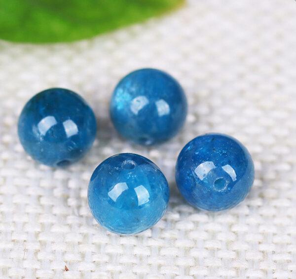 blue apatite bead, round bead, natural bead, genuine bead - Image 6