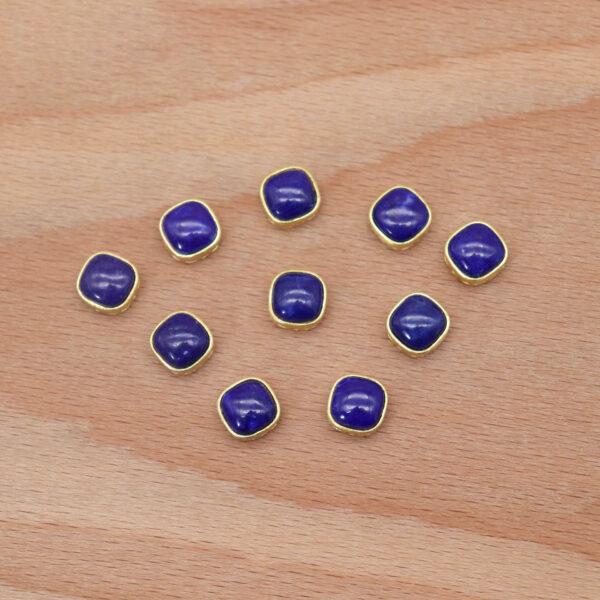 square bead, bezel bead, lapis lazuli bead, blue bead, sterling silver bead, gild bead, golden bead, 2pcs / 5 pcs - Image 6