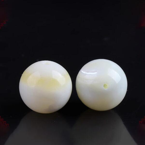 deep sea shell bead, white bead, yellow bead, round bead, through hole bead, natural bead, genuine bead - Image 6