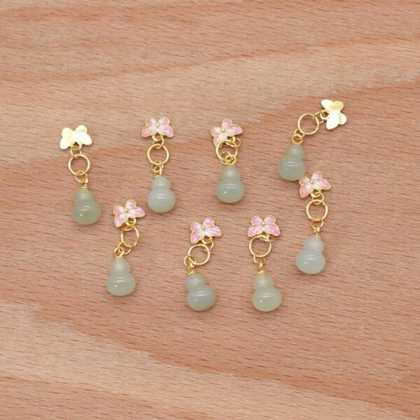 gourd charm, butterfly charm, nephrite charm, light green charm, sterling silver charm, gild bead, golden charm, 2pcs / 5 pcs - Image 6