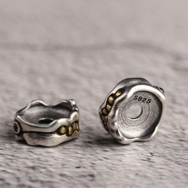 teeth monster bead, spacer bead, s925 sterling silver, silver bead, oxidized silver bead - Image 6