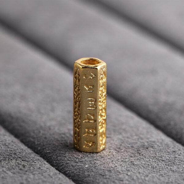 hexagonal prism bead, six-syllable Mantra pattern bead, spacer bead, s925 sterling silver, sterling silver bead, golden bead, gild bead - Image 6