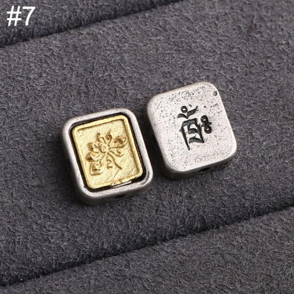 square bead, flower pattern bead, double color bead, spacer bead, s925 sterling silver, silver bead, oxidized silver bead - Image 10