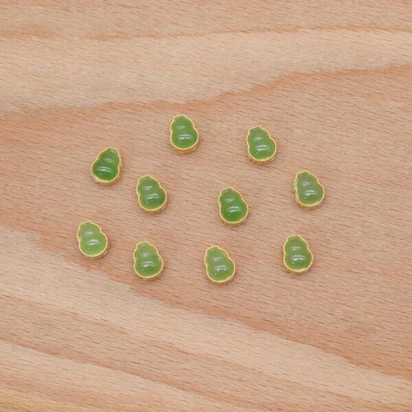 gourd bead, bezel bead, nephrite bead, green bead, white bead, sterling silver bead, gild bead, golden bead, 2pcs / 5 pcs - Image 7