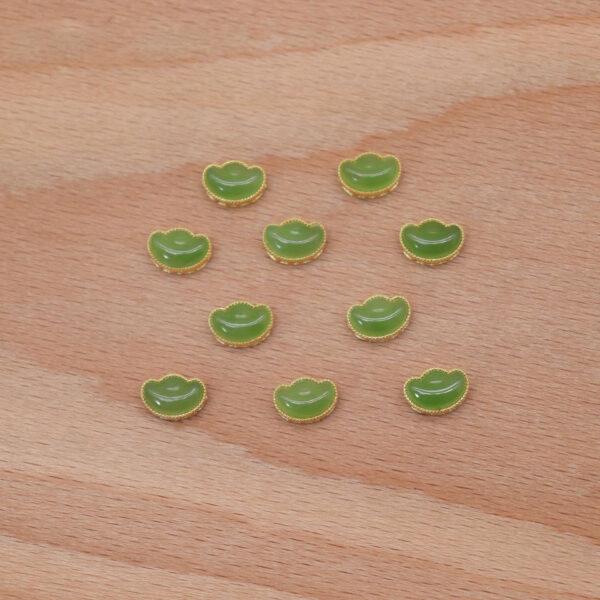yuanbao flower bead, bezel bead, nephrite bead, green bead, sterling silver bead, gild bead, golden bead, 2pcs / 5 pcs - Image 7