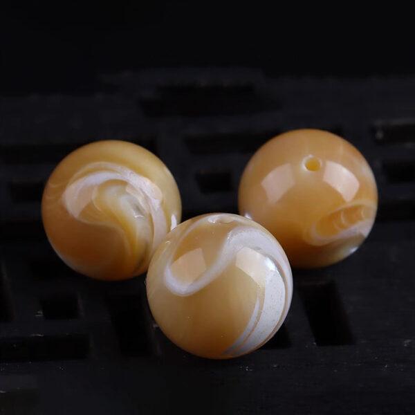 deep sea shell bead, white bead, yellow bead, round bead, through hole bead, natural bead, genuine bead - Image 7