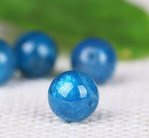 blue apatite bead, round bead, natural bead, genuine bead - Image 7