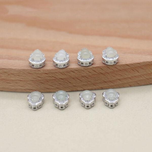 gourd bead, bezel bead, nephrite bead, white bead, sterling silver bead, gild bead, golden bead, 2pcs / 5 pcs - Image 7