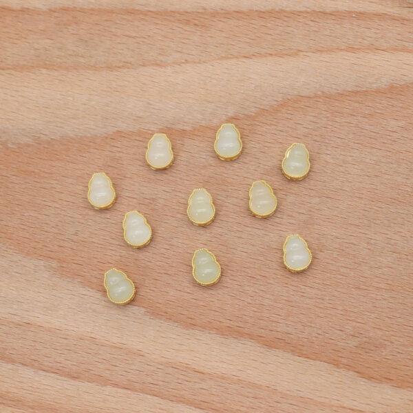 gourd bead, bezel bead, nephrite bead, green bead, white bead, sterling silver bead, gild bead, golden bead, 2pcs / 5 pcs - Image 8