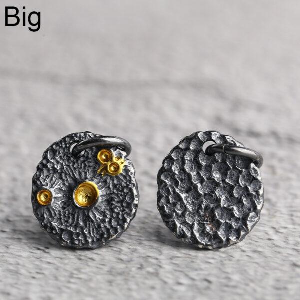 meteor crater charm, oval charm, s925 sterling silver, silver bead, silver charm, oxidized silver bead - Image 5