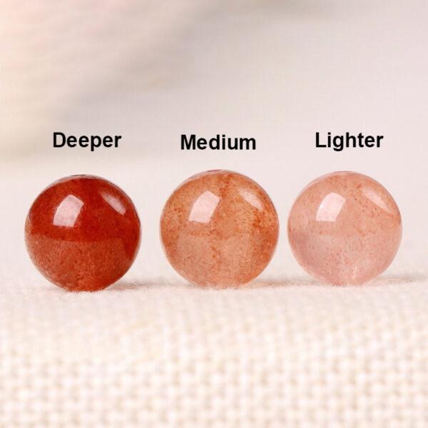 strawberry quartz bead, red bead, pink bead, round bead, natural bead, genuine bead - Image 2