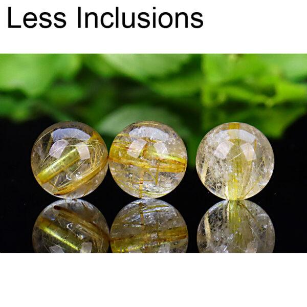 golden rutilated quartz bead, clear bead, round bead, natural bead, genuine bead - Image 3