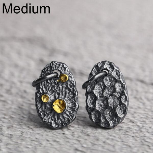 meteor crater charm, oval charm, s925 sterling silver, silver bead, silver charm, oxidized silver bead - Image 4