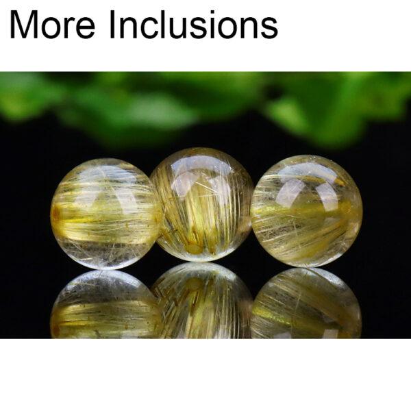 golden rutilated quartz bead, clear bead, round bead, natural bead, genuine bead - Image 2