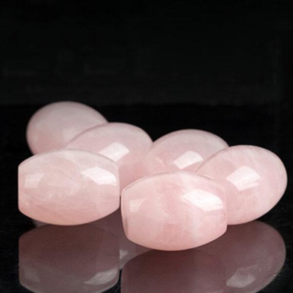 rose quartz bead, pink bead, cylinder bead, oval bead, spacer bead, through hole bead, natural bead, genuine bead - Image 4
