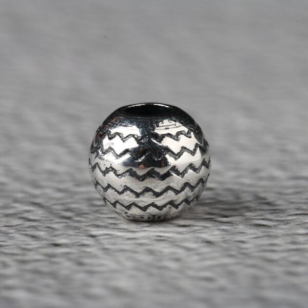 round bead, waves pattern bead, spacer bead, s925 sterling silver, silver bead, oxidized silver bead - Image 8