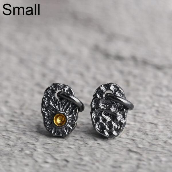 meteor crater charm, oval charm, s925 sterling silver, silver bead, silver charm, oxidized silver bead - Image 3
