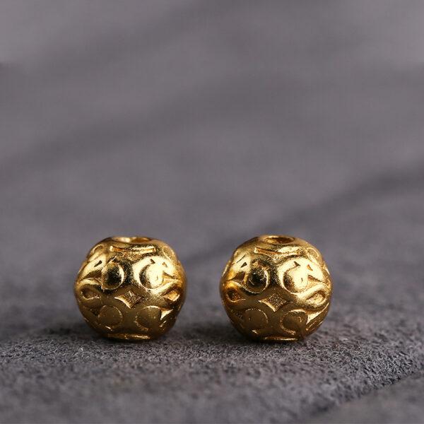 round bead, vine pattern bead, spacer bead, s925 sterling silver, sterling silver bead, golden bead, gild bead - Image 7