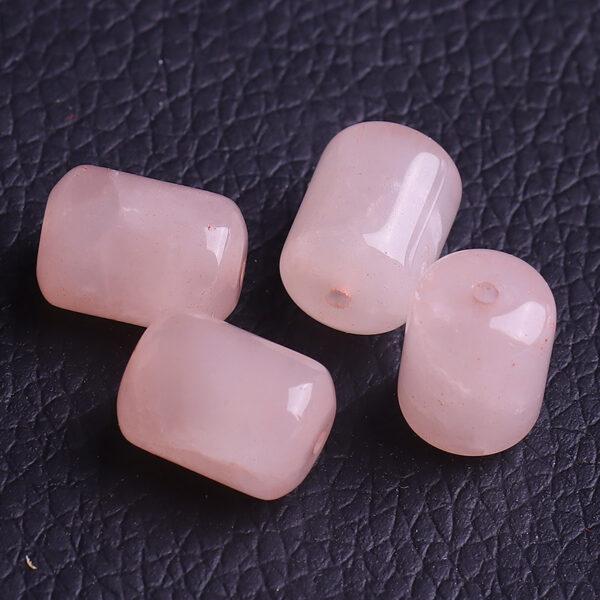 rose quartz bead, pink bead, cylinder bead, oval bead, spacer bead, through hole bead, natural bead, genuine bead - Image 5