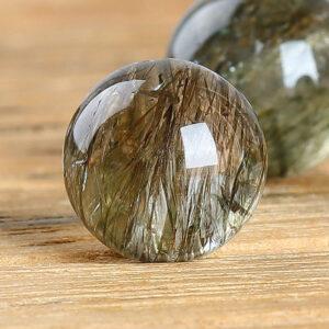 green rutilated quartz bead, round bead, natural bead, genuine bead