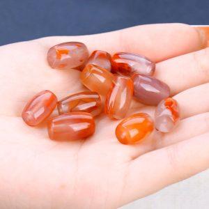 5-pieces Nanhong Icy Red Agate Drum Bead, Natural Gemstone Bead (7-10mm)