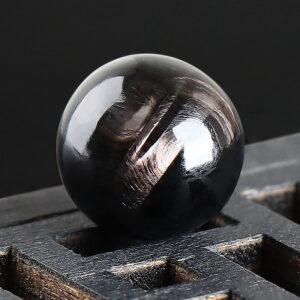 hypersthene bead, round bead, black bead, natural bead, genuine bead