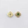 four-leaf clover bead, bezel bead, nephrite bead, green bead, sterling silver bead, gild bead, golden bead, 2pcs / 5 pcs