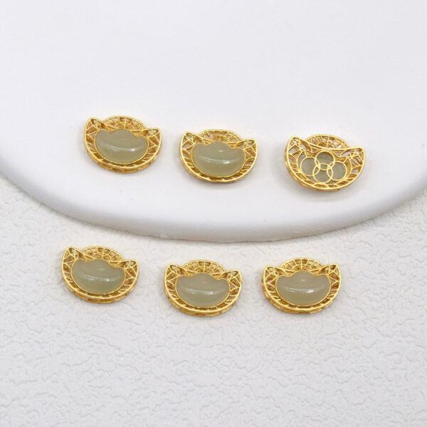 yuanbao flower bead, bezel bead, nephrite bead, sterling silver bead, gild bead, golden bead, 2pcs / 5 pcs