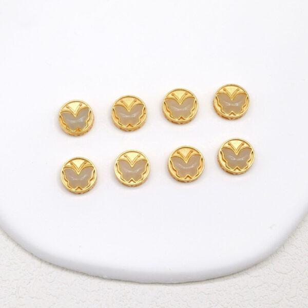 butterfly bead, round bead, bezel bead, nephrite bead, sterling silver bead, gild bead, golden bead, 2pcs / 5 pcs