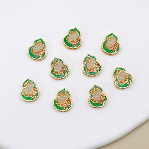 gourd bead, bezel bead, nephrite bead, sterling silver bead, gild bead, golden bead, 2pcs / 5 pcs
