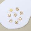 four-leaf clover bead, bezel bead, nephrite bead, green bead, sterling silver bead, gild bead, golden bead, 2pcs / 5 pcs