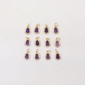 gourd charm, amethyst charm, purple charm, sterling silver charm, gild bead, golden charm, 2pcs / 5 pcs