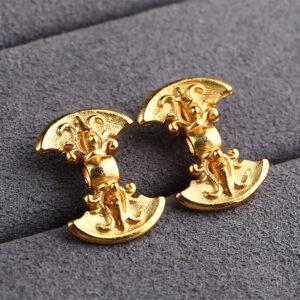 Double-sided axe bead, flower pattern bead, spacer bead, charm bead, s925 sterling silver, sterling silver bead, golden bead, gild bead