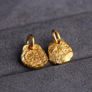 flower charm, s925 sterling silver, silver charm, gild bead, golden charm