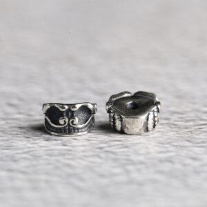 skull bead, spacer bead, s925 sterling silver, silver bead, oxidized silver bead