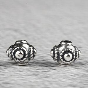 ball bead, flower pattern bead, spacer bead, s925 sterling silver, silver bead, oxidized silver bead